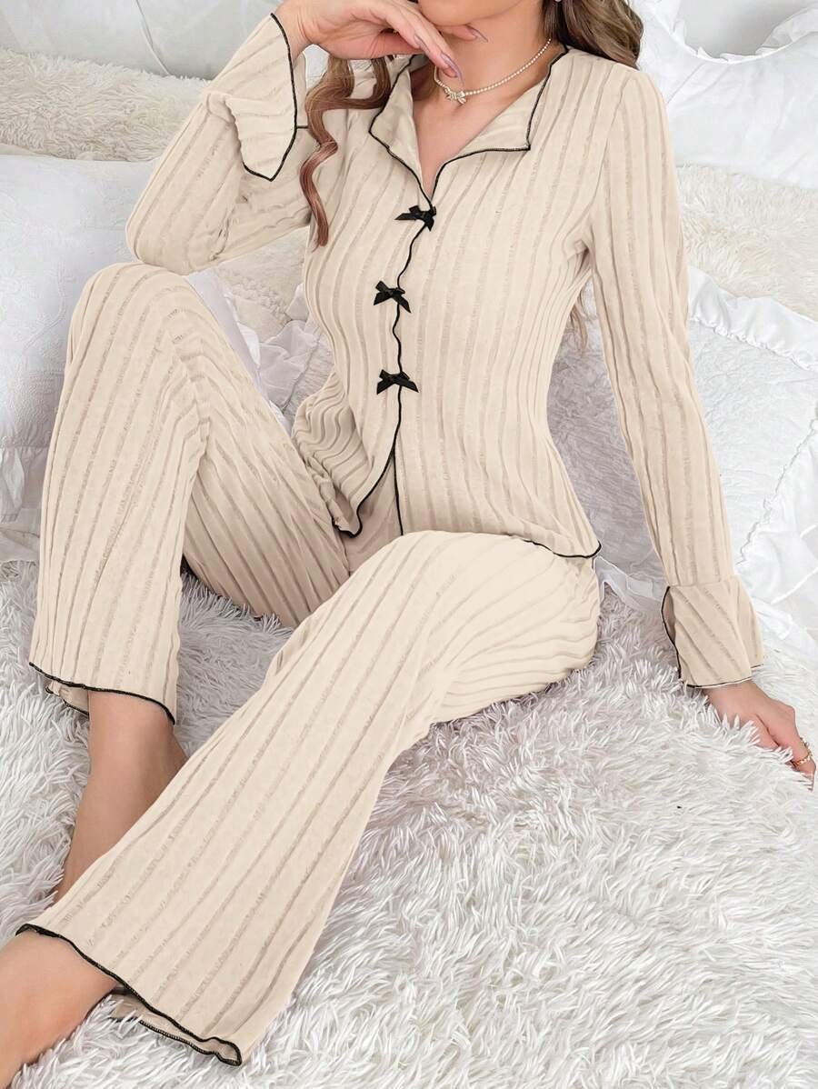 V Neck Wool/Knitting Loose Casual Lounge Set
