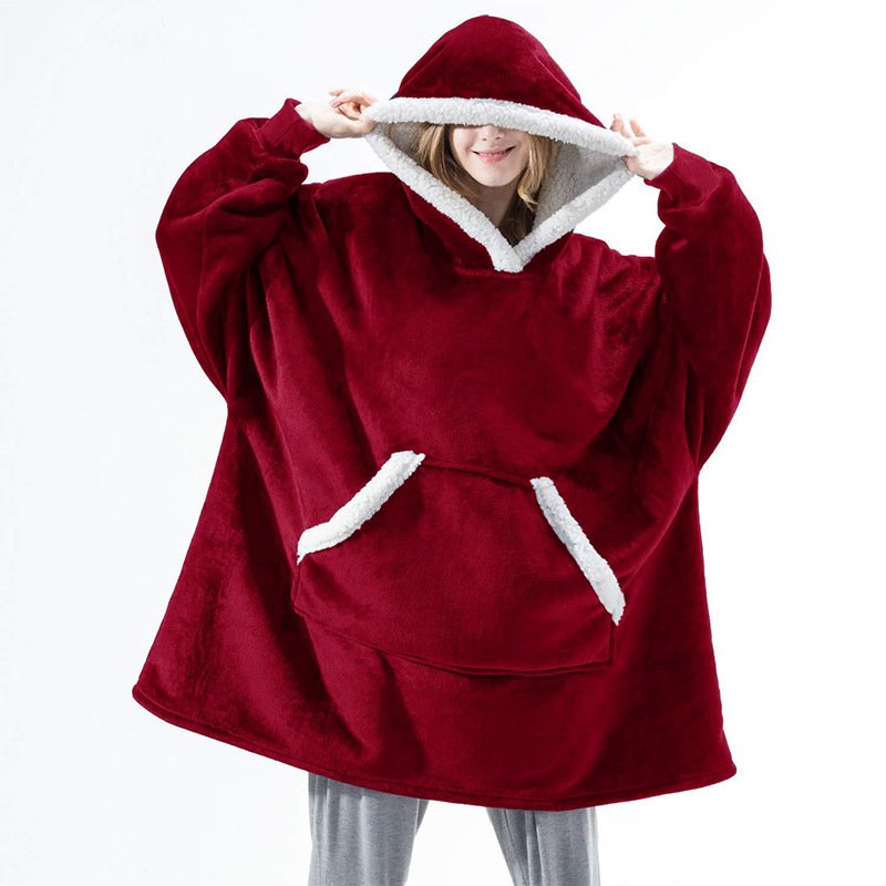 Home Clothes Jacket Lazy Hooded Sweater Thickened Blanket Loose Pullover Wearable Blanket Couple Parent-Child Style