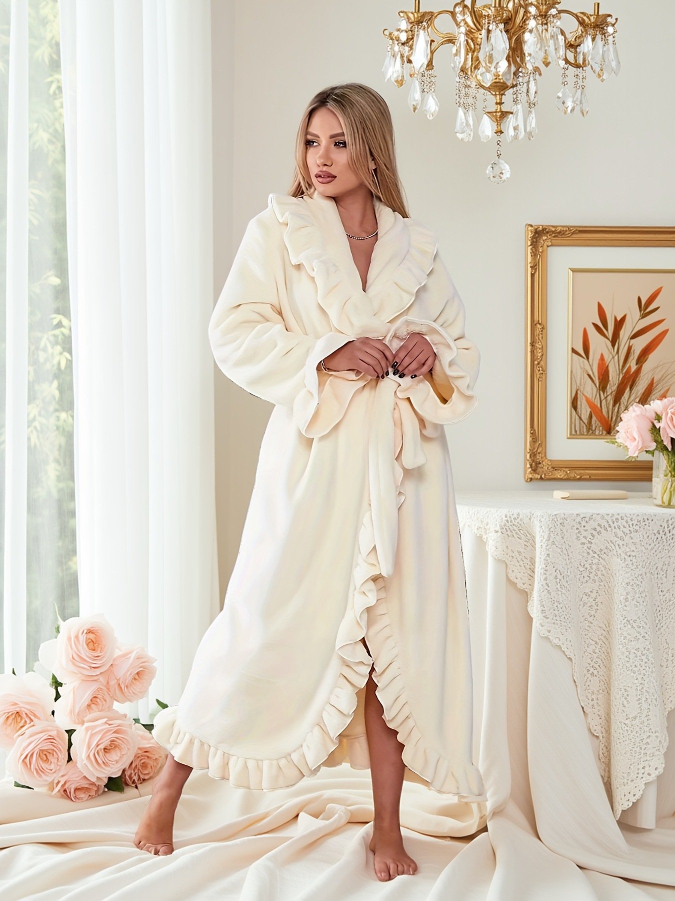 Casual Shawl Collar Nightdress