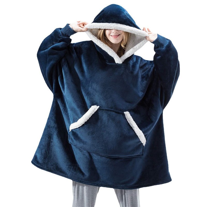 Home Clothes Jacket Lazy Hooded Sweater Thickened Blanket Loose Pullover Wearable Blanket Couple Parent-Child Style