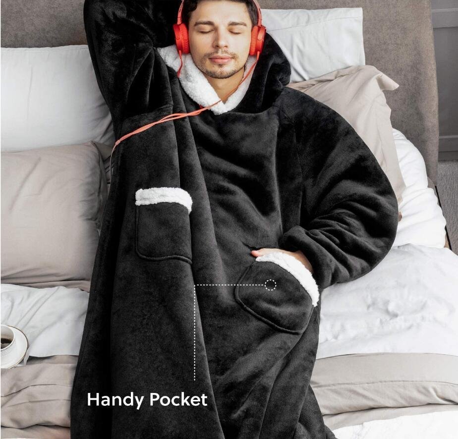 Home Clothes Jacket Lazy Hooded Sweater Thickened Blanket Loose Pullover Wearable Blanket Couple Parent-Child Style