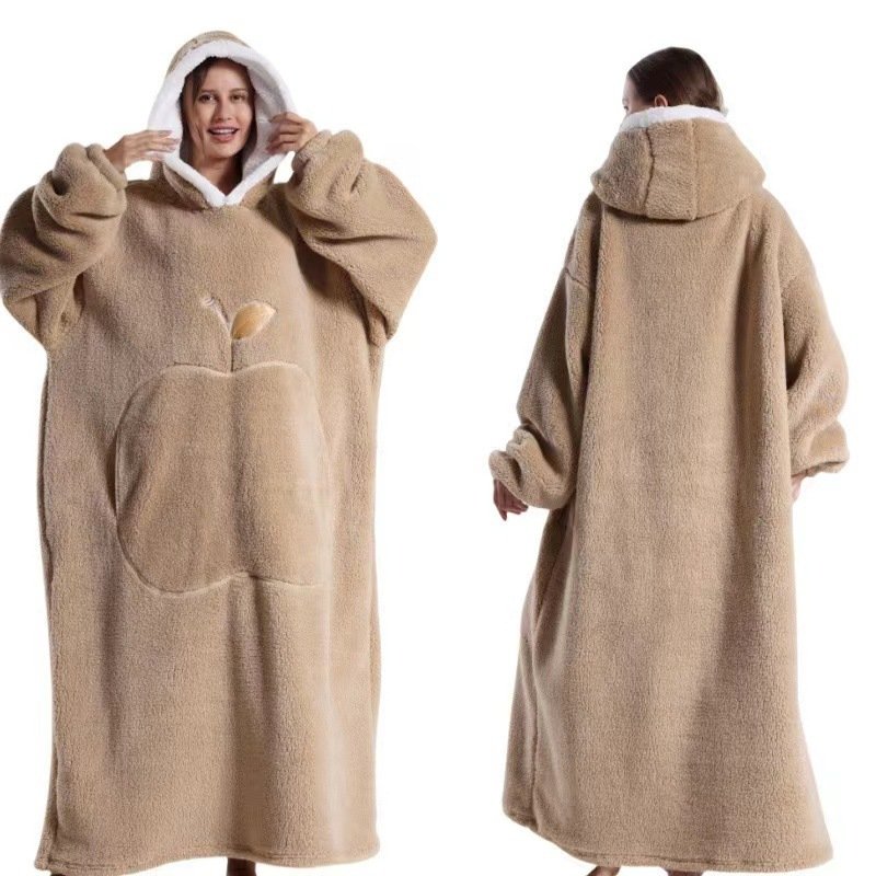 Home Clothes Jacket Lazy Hooded Sweater Thickened Blanket Loose Pullover Wearable Blanket Couple Parent-Child Style