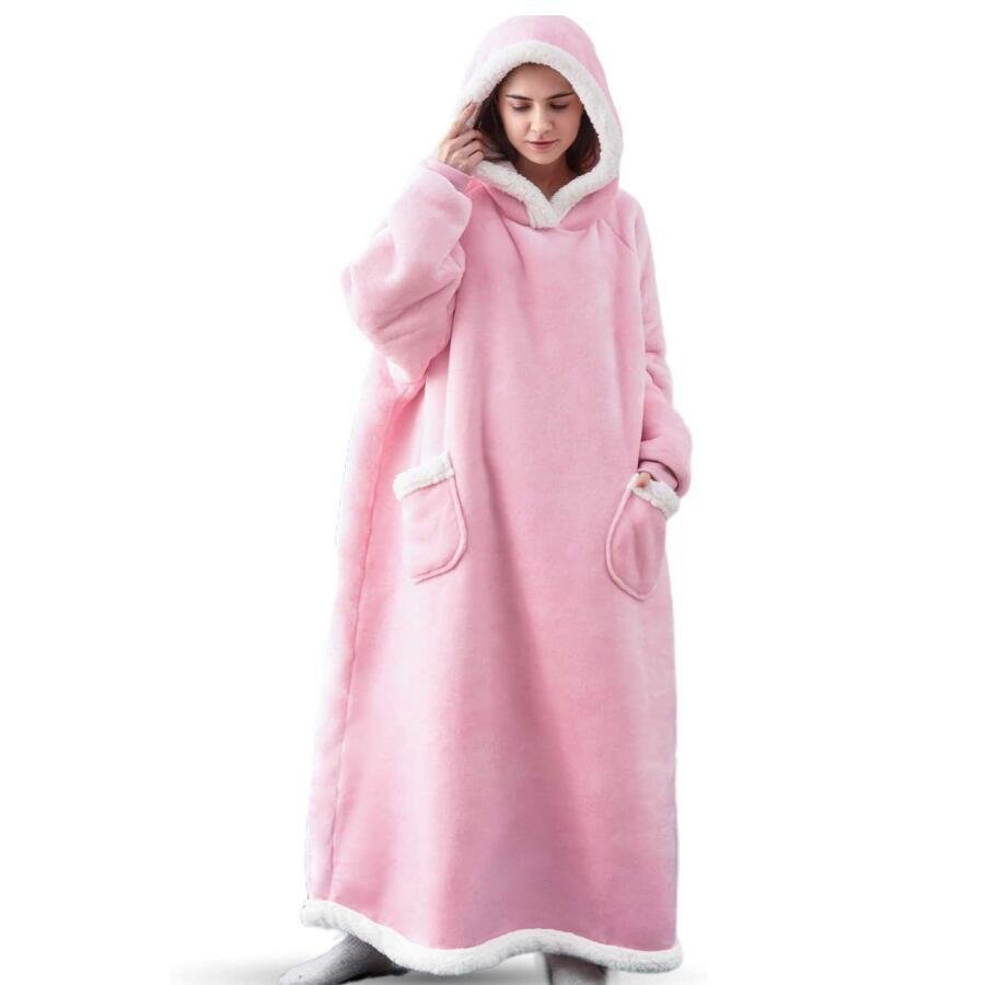 Home Clothes Jacket Lazy Hooded Sweater Thickened Blanket Loose Pullover Wearable Blanket Couple Parent-Child Style