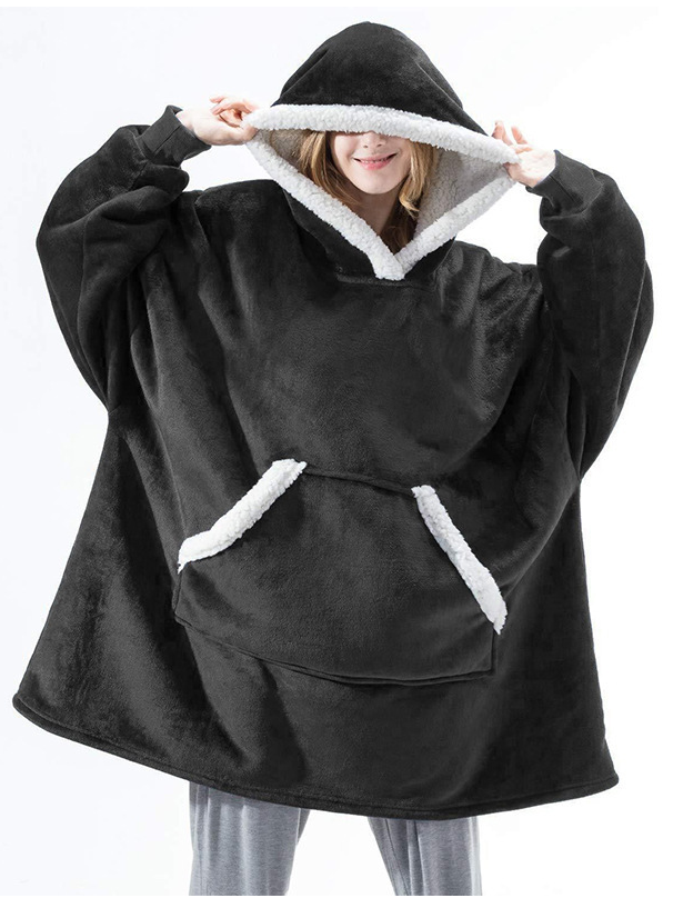 Home Clothes Jacket Lazy Hooded Sweater Thickened Blanket Loose Pullover Wearable Blanket Couple Parent-Child Style