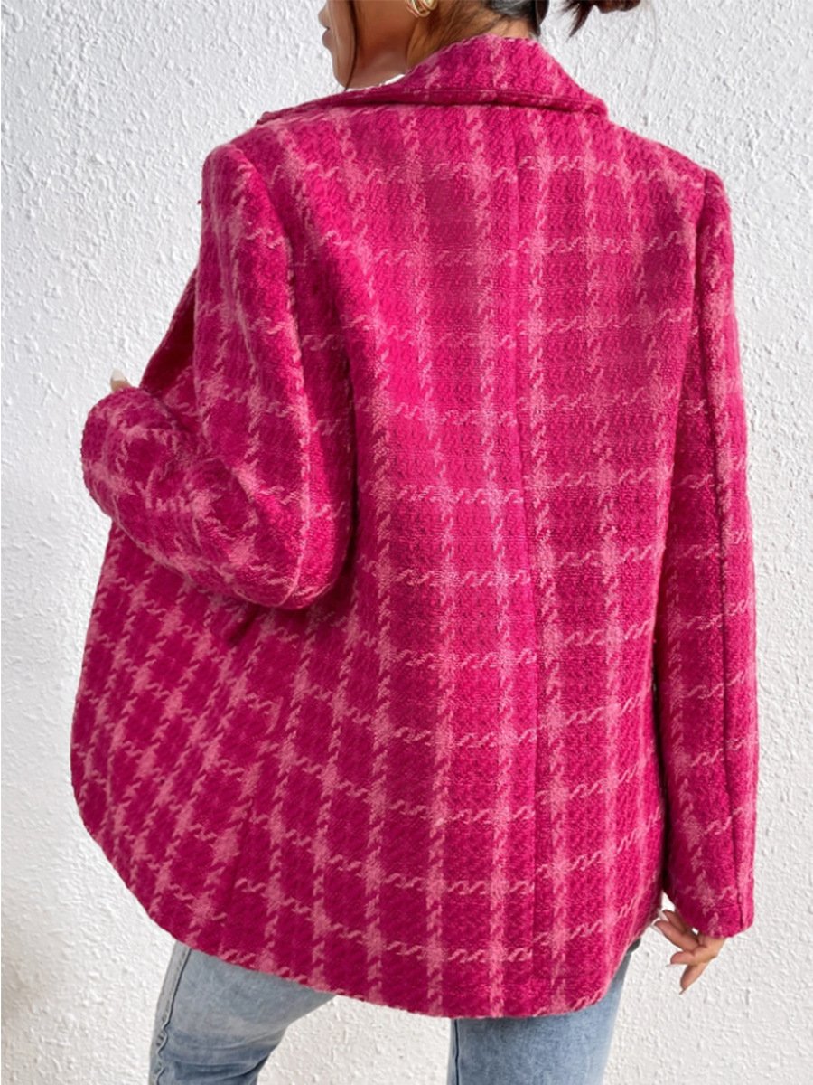 Cotton Geometric Shawl Collar Casual Blazer