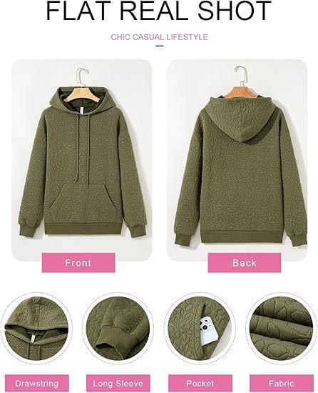 Casual Loose Jacquard Texture Elastic Drawstring Hooded Women's Sweatshirt