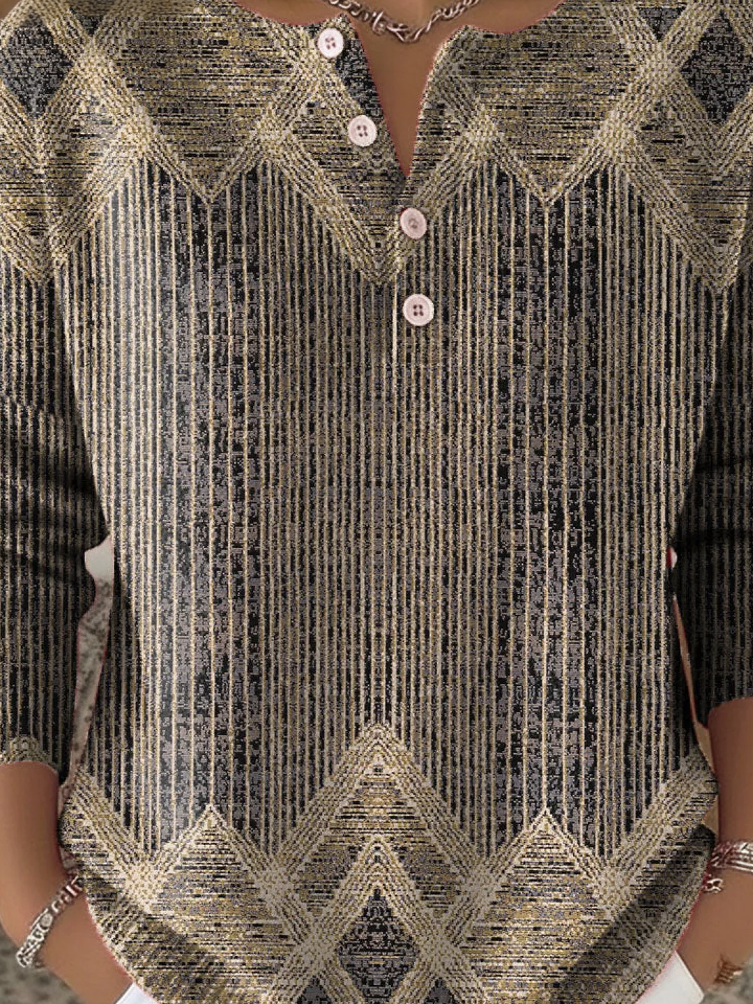 Vintage Loose Gradient Pattern Knit Top
