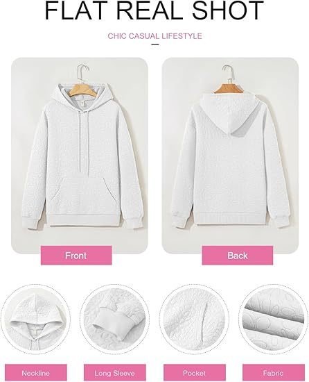 Casual Loose Jacquard Texture Elastic Drawstring Hooded Women's Sweatshirt