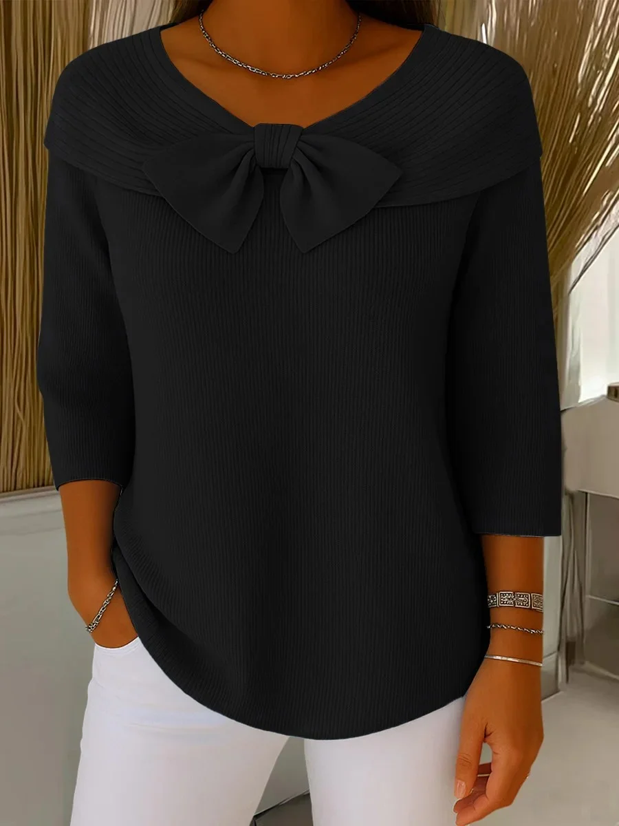 Plain Simple Crew Neck Loose Knit Top