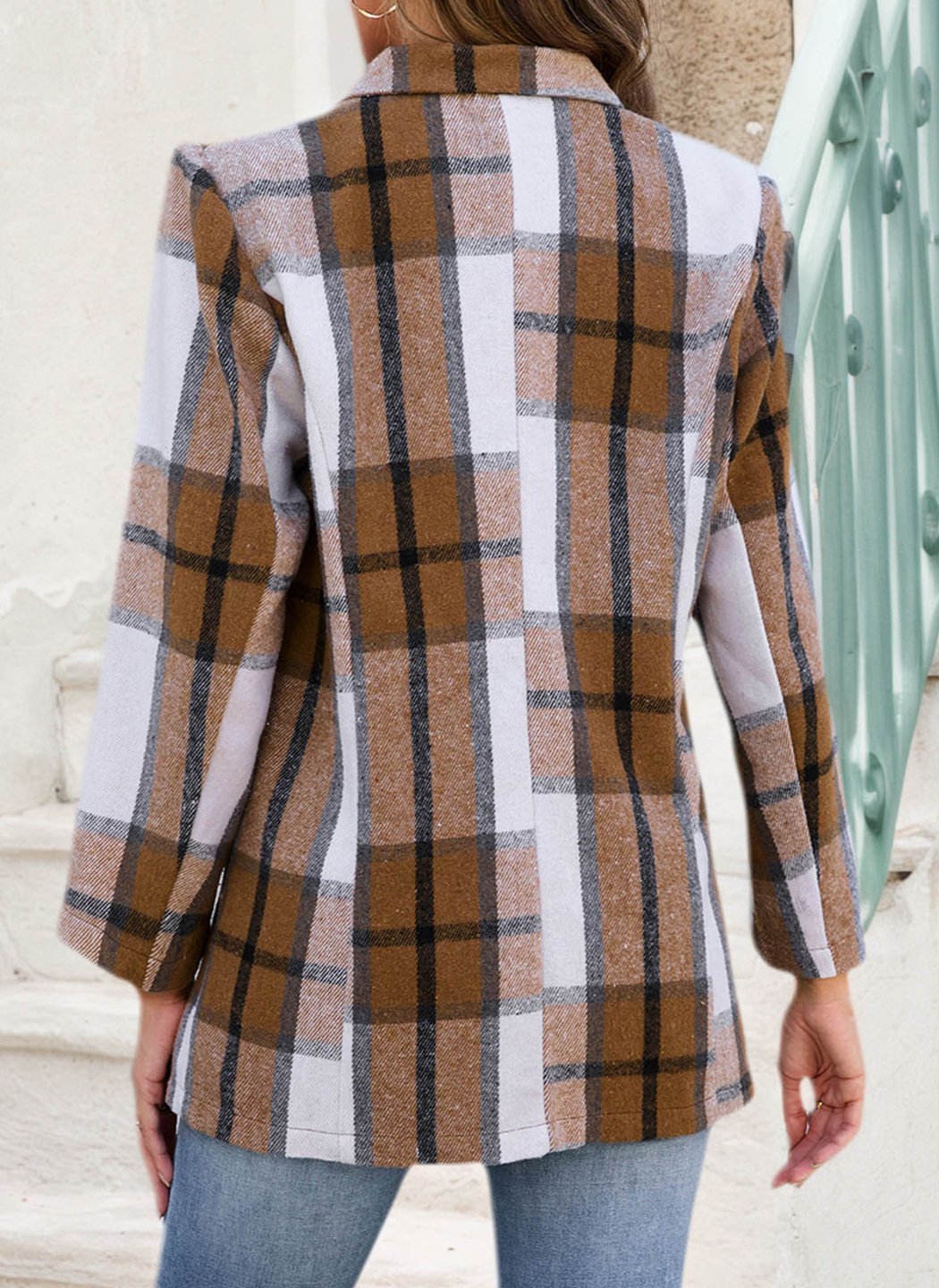 Casual Color Block Shawl Collar Blazer