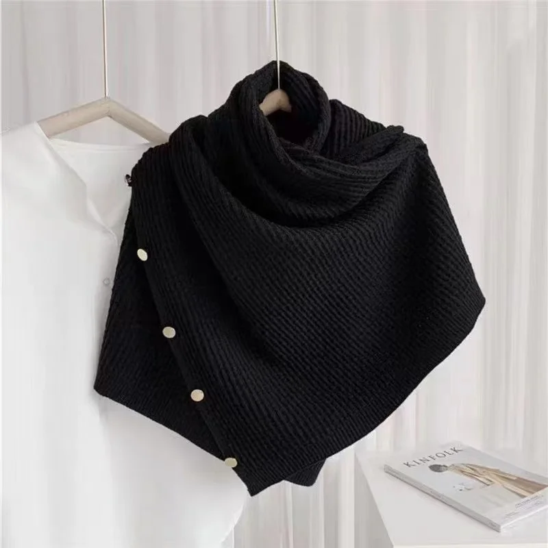 Simple Loose Wool-Blend Asymmetrical Collar Kimono