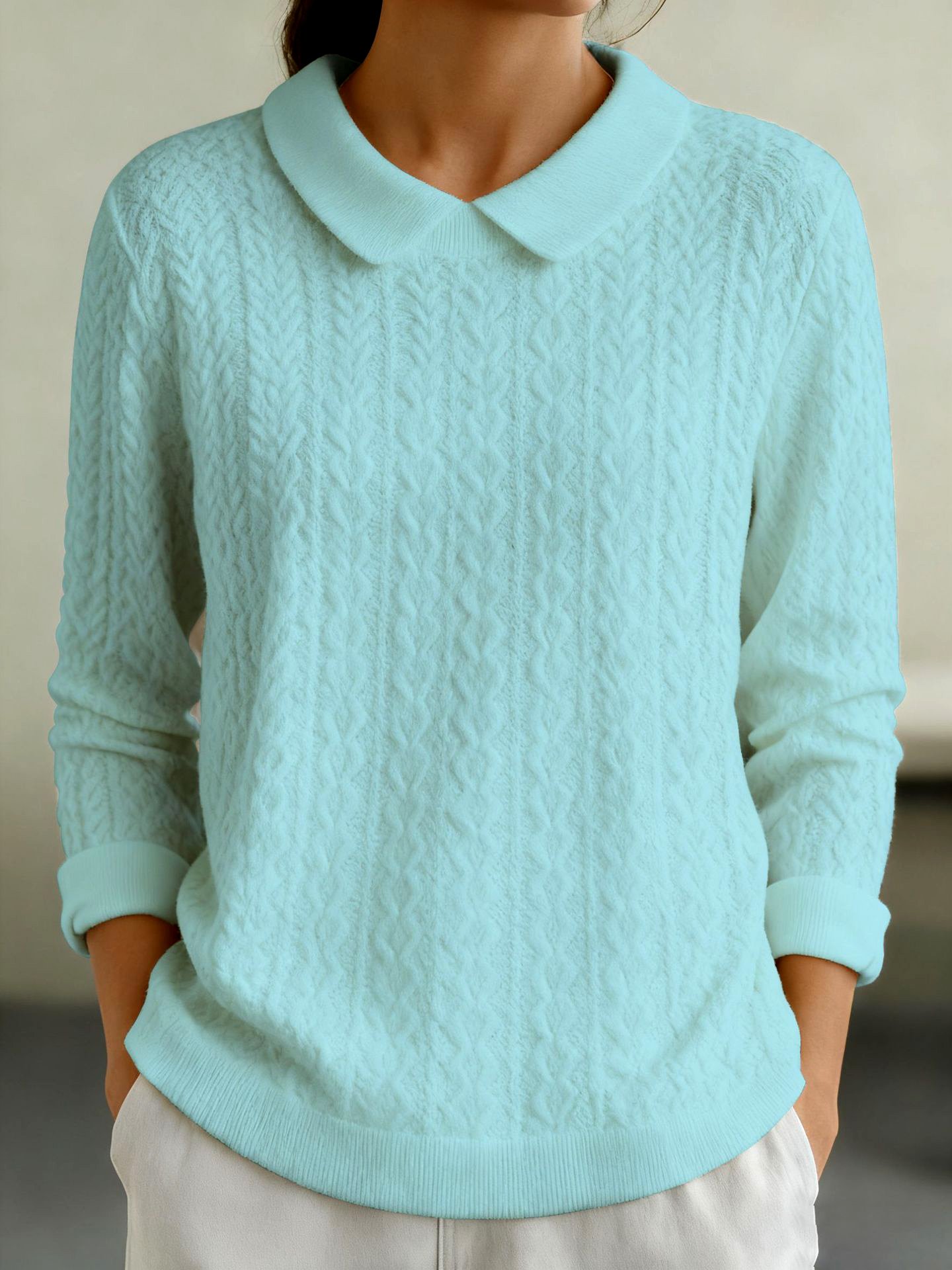 Casual Jacquard Plain Regular Fit Sweater