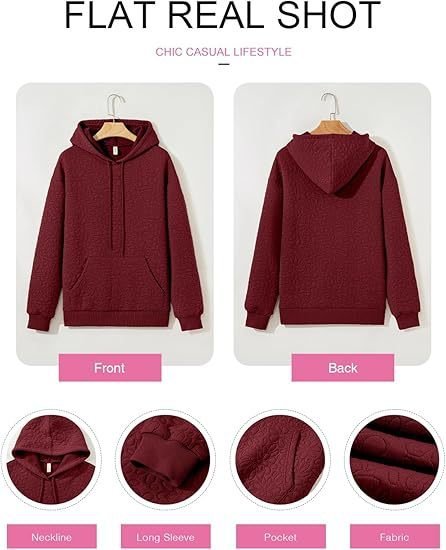 Casual Loose Jacquard Texture Elastic Drawstring Hooded Women's Sweatshirt