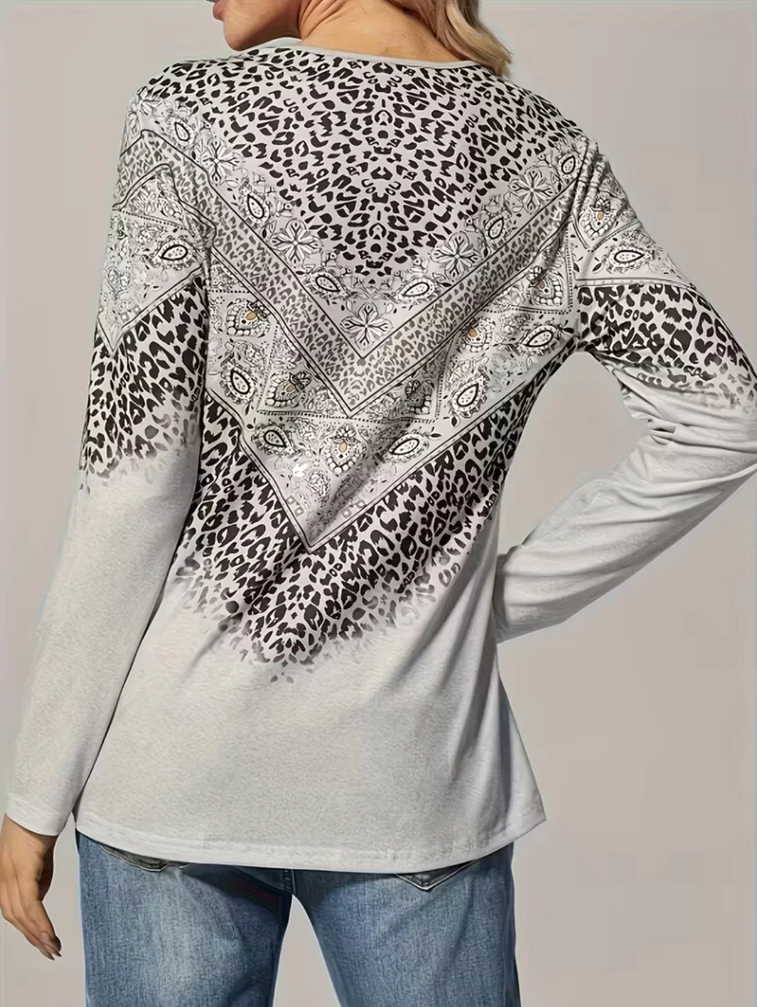 Gradient Pattern Cotton Others Casual T-Shirt