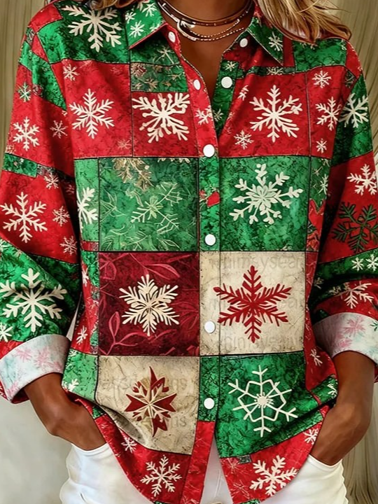 Vintage Shawl Collar Loose Gradient Pattern Shirt
