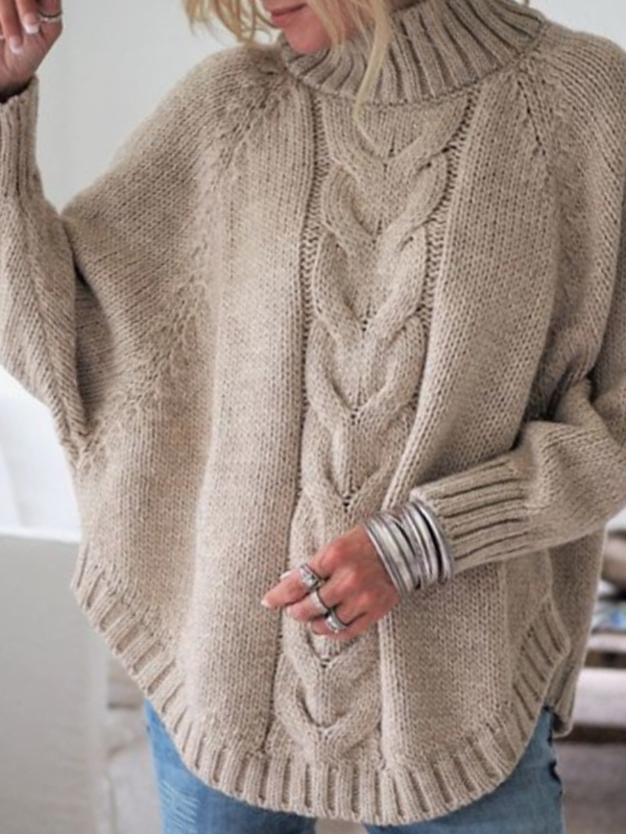 Split Joint Street Mock Neck Dolman Sleeve Sweater