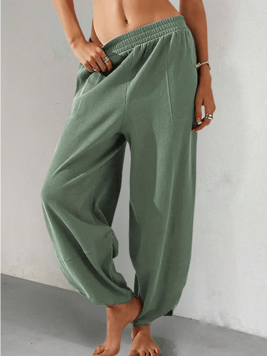 Women's  Elastic Waist H-Line Wide Leg Pants Daily Going Out Pants Khaki Casual Split Joint Plain Spring/Fall Pants