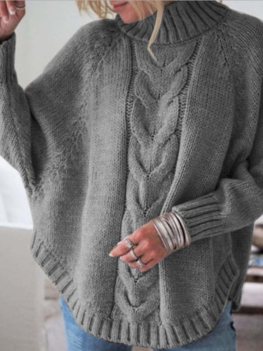 Split Joint Street Mock Neck Dolman Sleeve Sweater