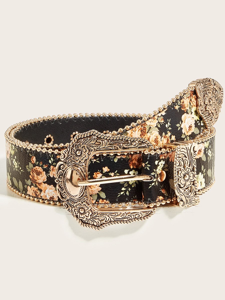 Bohemian Style Fashion High-end Personality Versatile Subculture Retro Floral Jeans Hot Girl Women's Belt