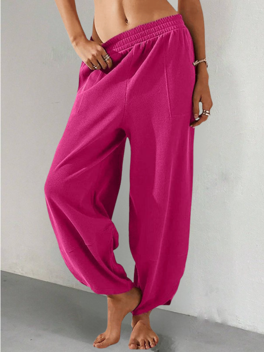Women's  Elastic Waist H-Line Wide Leg Pants Daily Going Out Pants Khaki Casual Split Joint Plain Spring/Fall Pants