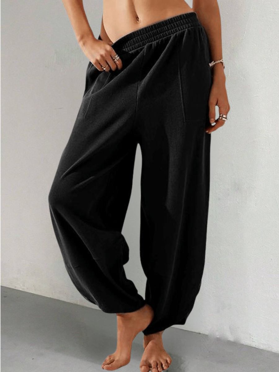 Women's  Elastic Waist H-Line Wide Leg Pants Daily Going Out Pants Khaki Casual Split Joint Plain Spring/Fall Pants