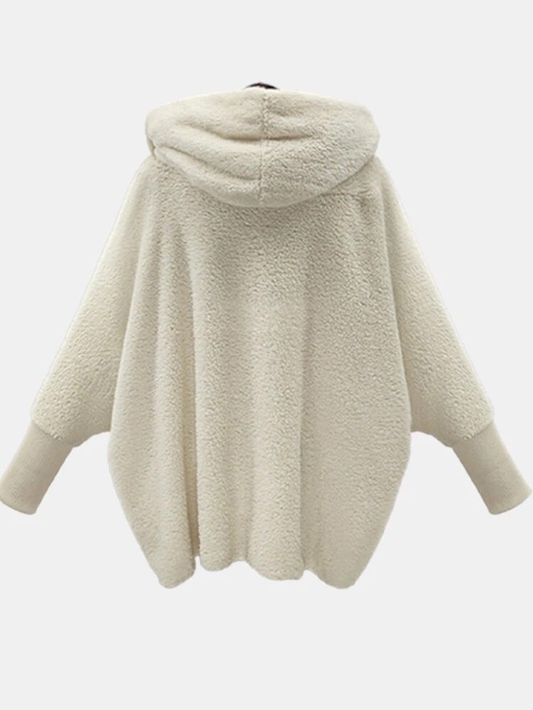 Loose Lapel Collar Dolman Sleeve Split Joint Girly Coat