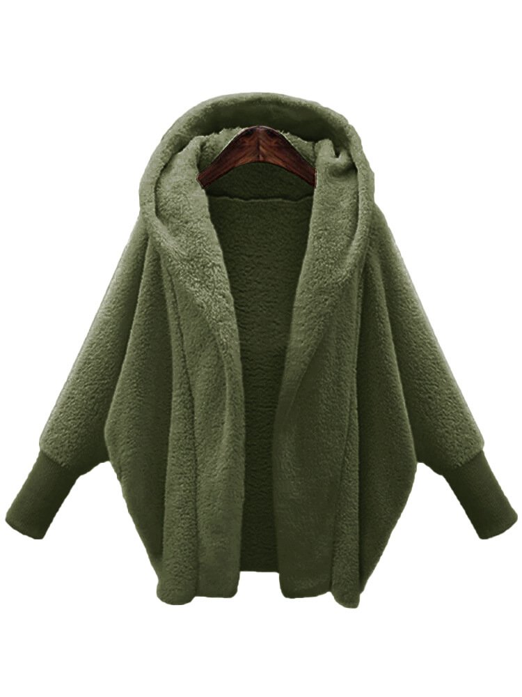 Loose Lapel Collar Dolman Sleeve Split Joint Girly Coat