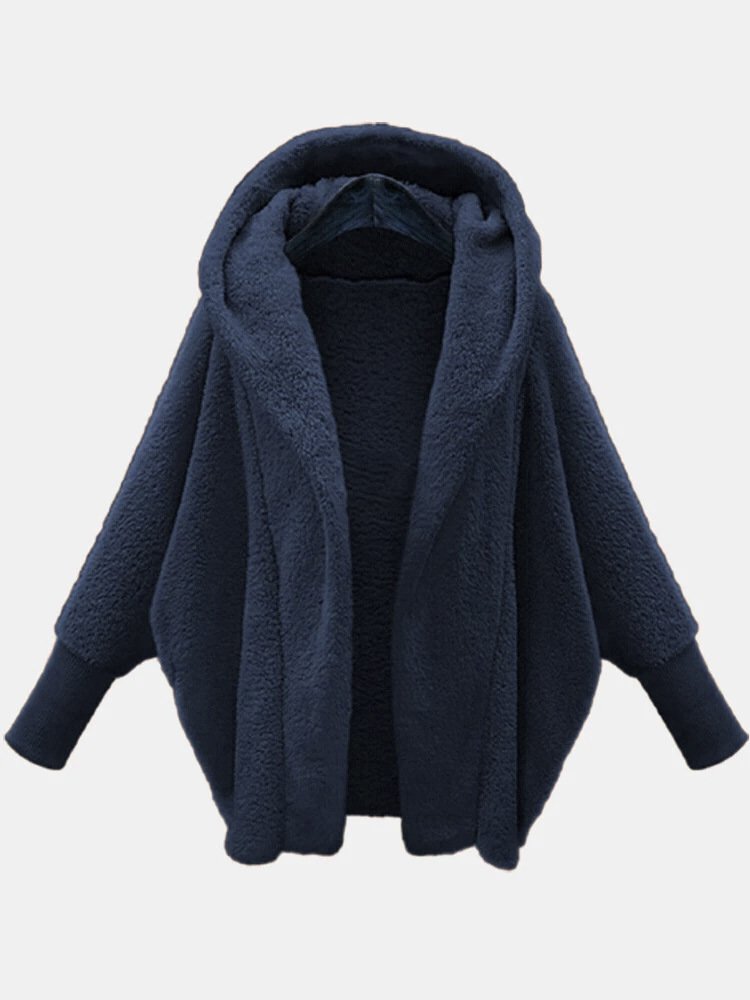 Loose Lapel Collar Dolman Sleeve Split Joint Girly Coat