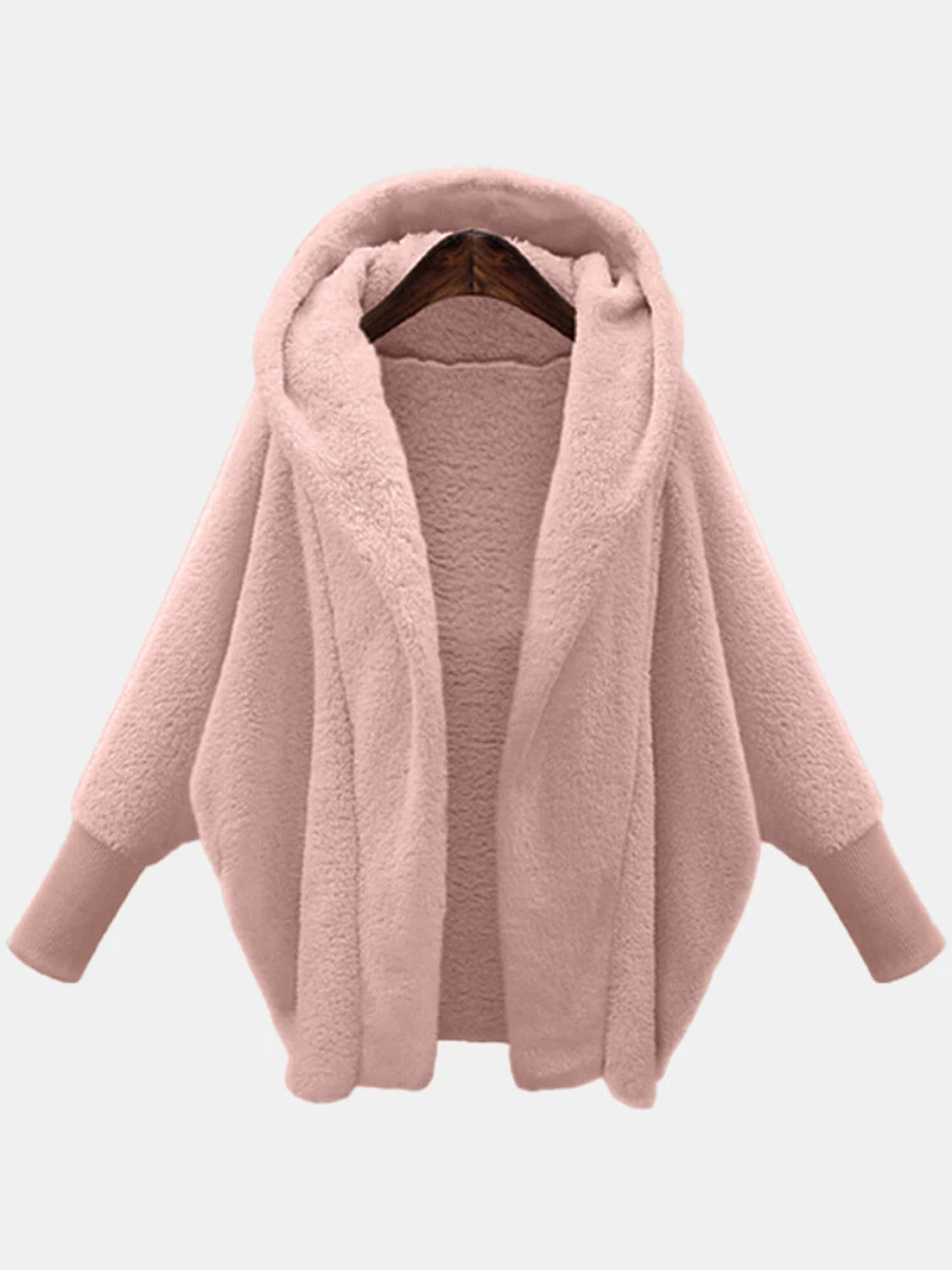 Loose Lapel Collar Dolman Sleeve Split Joint Girly Coat