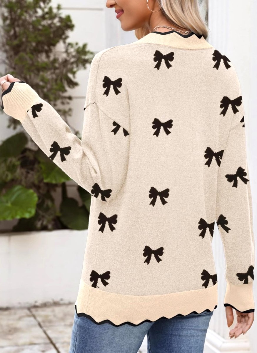 Geometric V Neck Casual Cotton Sweater
