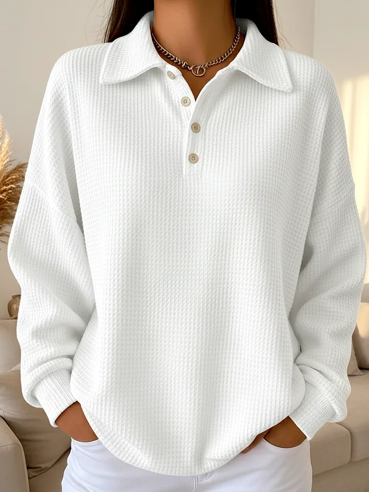 Regular Fit Shawl Collar Plain Casual T-Shirt