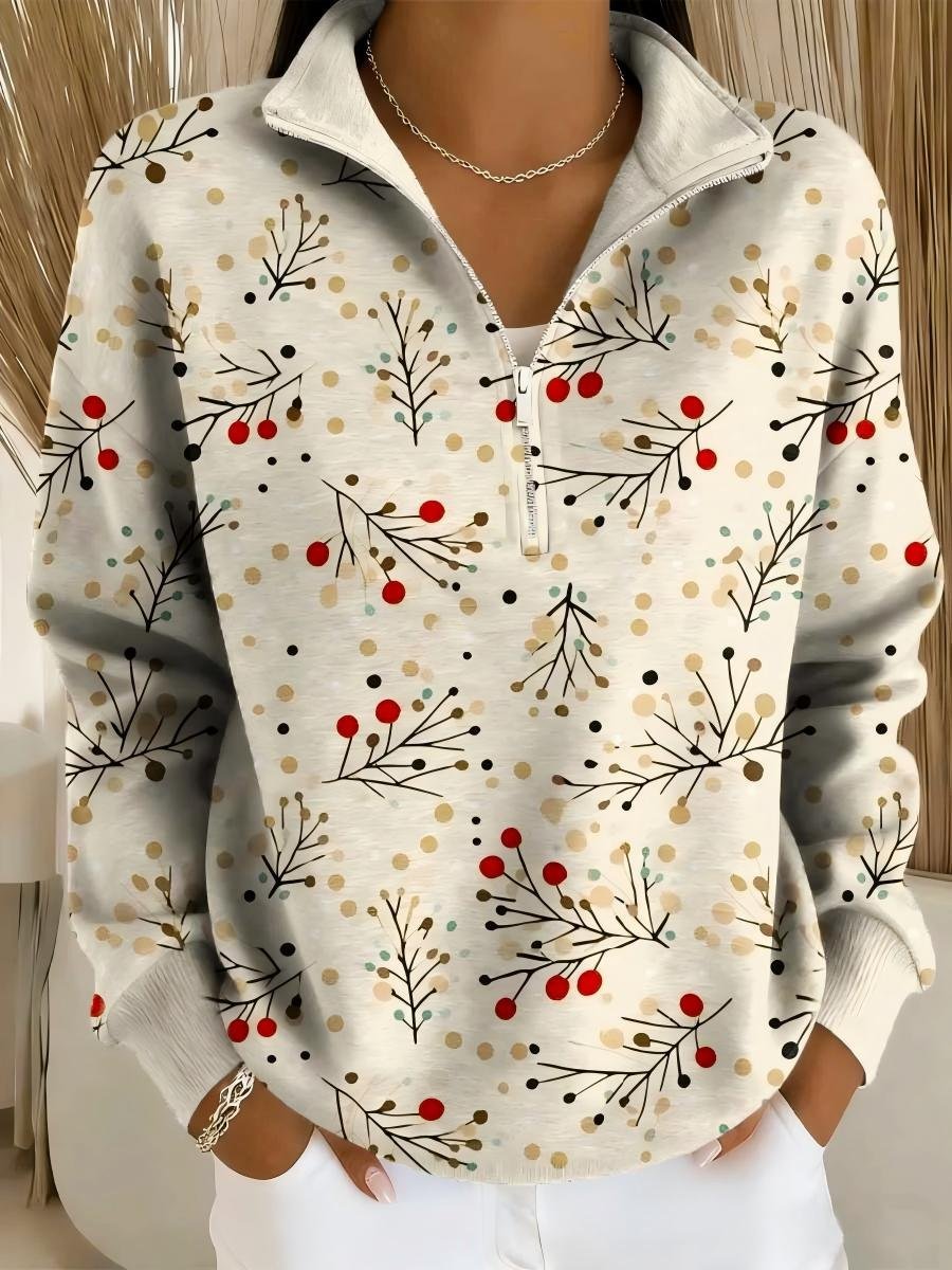 Half Open Collar Casual Christmas Loose Sweater