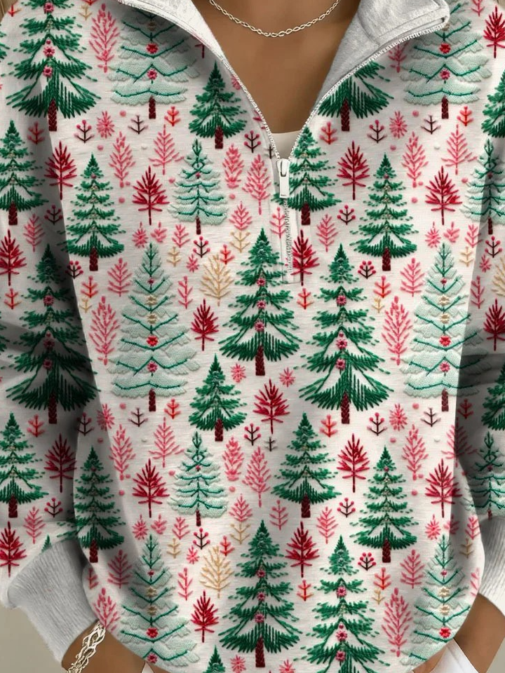 Half Open Collar Casual Christmas Loose Sweater