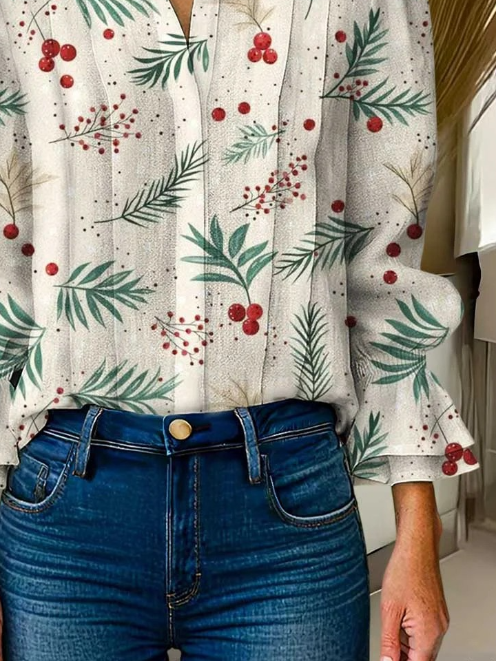 Vintage Shawl Collar Christmas Shirt