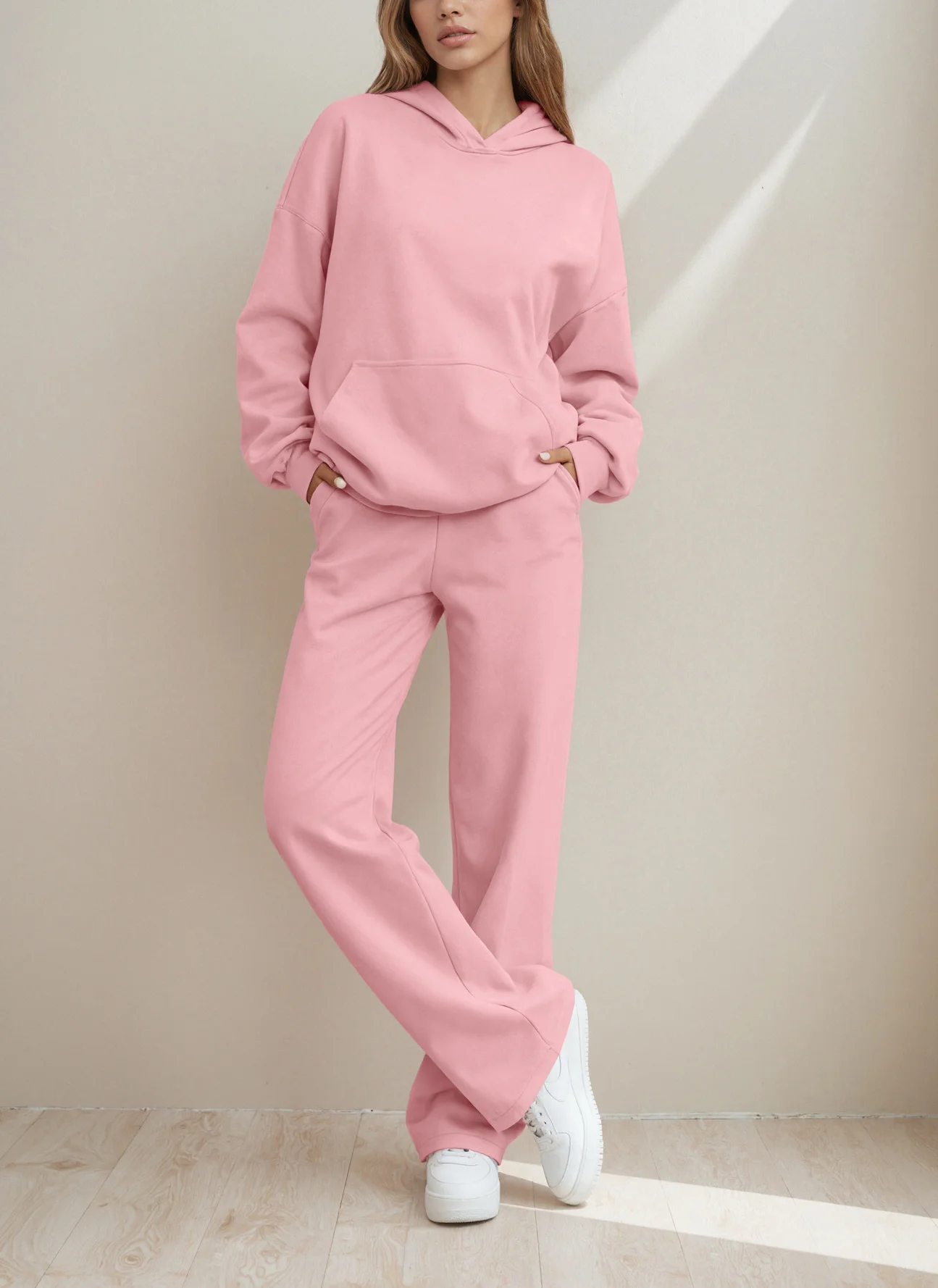 Cotton Casual Regular Fit Plain Two-Piece Set