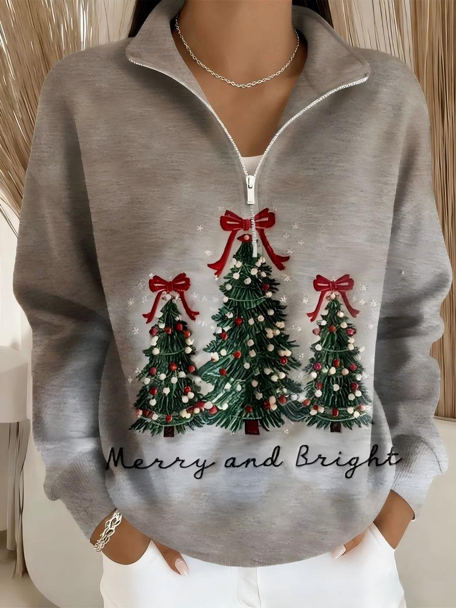 Half Open Collar Loose Casual Christmas Sweater