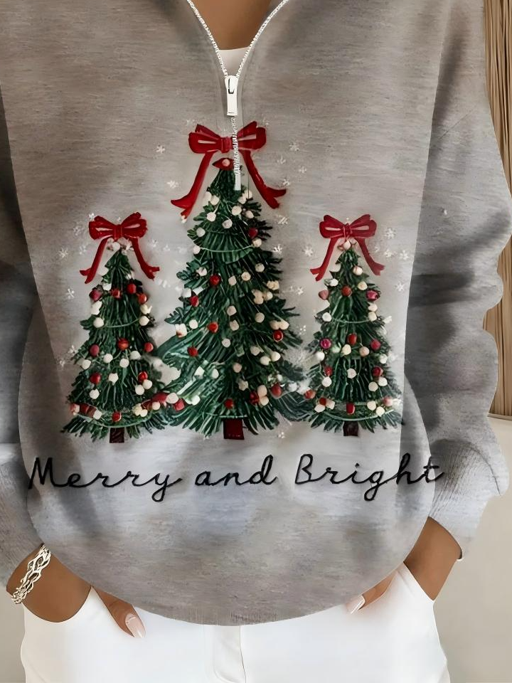 Half Open Collar Loose Casual Christmas Sweater