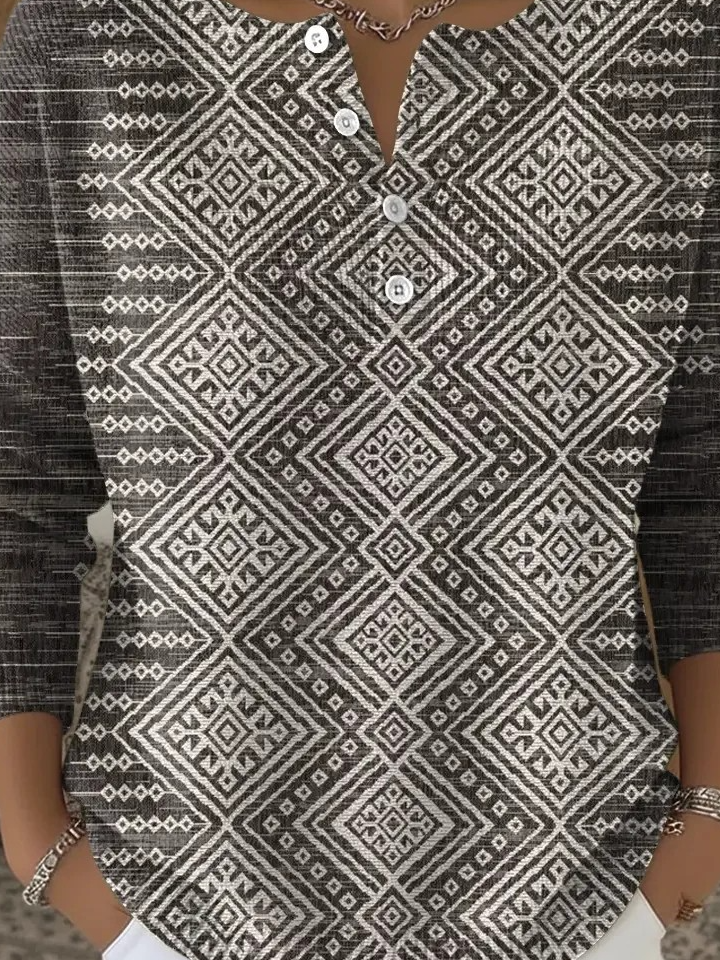 Casual Loose Geometric Crew Neck Sweater