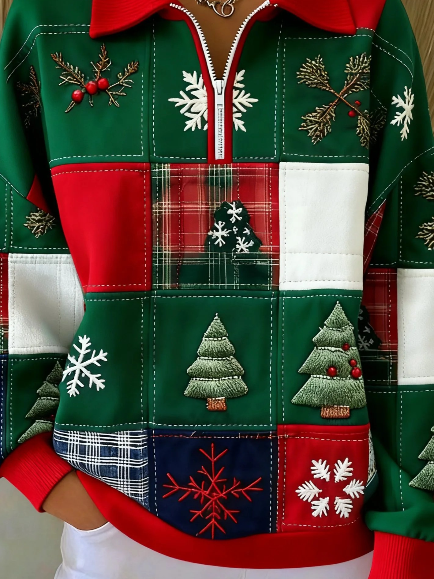Christmas Casual Half Open Collar Sweater