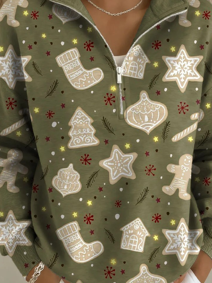 Half Open Collar Christmas Casual Sweater