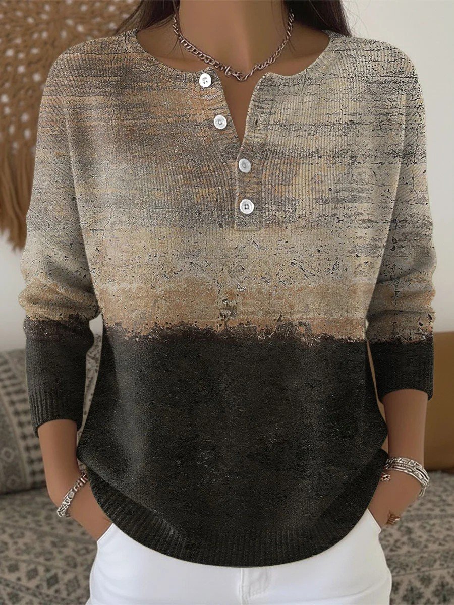 Casual Loose Geometric Crew Neck Sweater