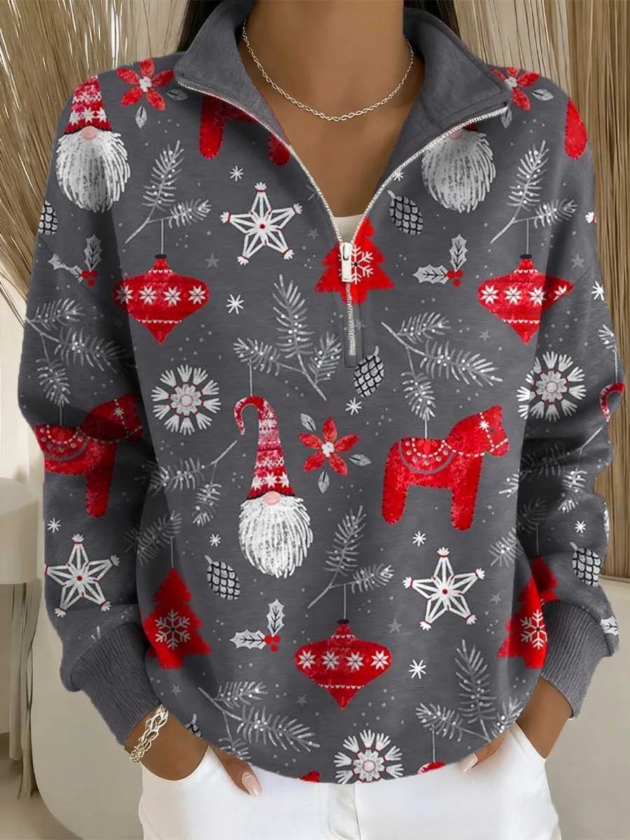 Half Open Collar Christmas Casual Sweater