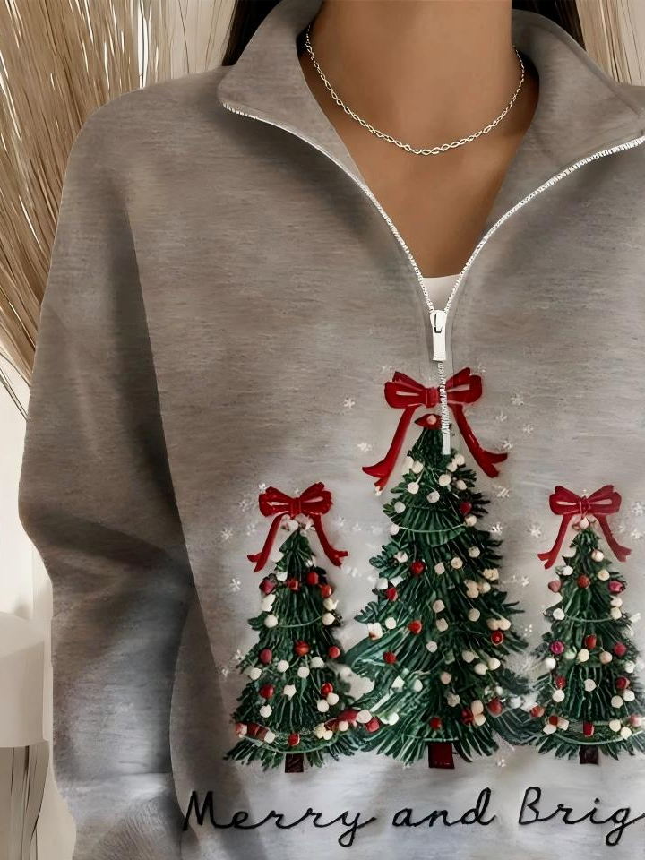Half Open Collar Loose Casual Christmas Sweater