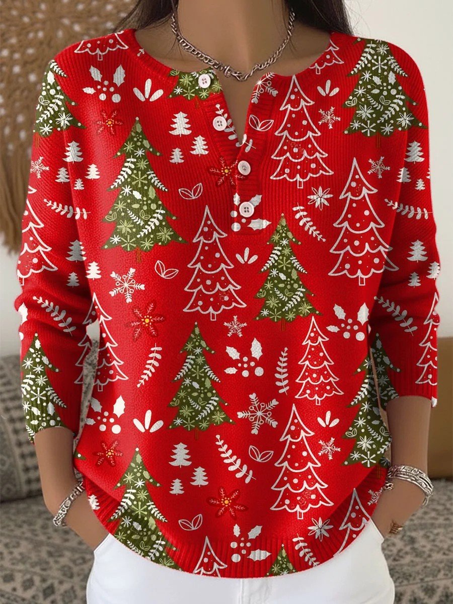 Casual Crew Neck Loose Christmas Sweater