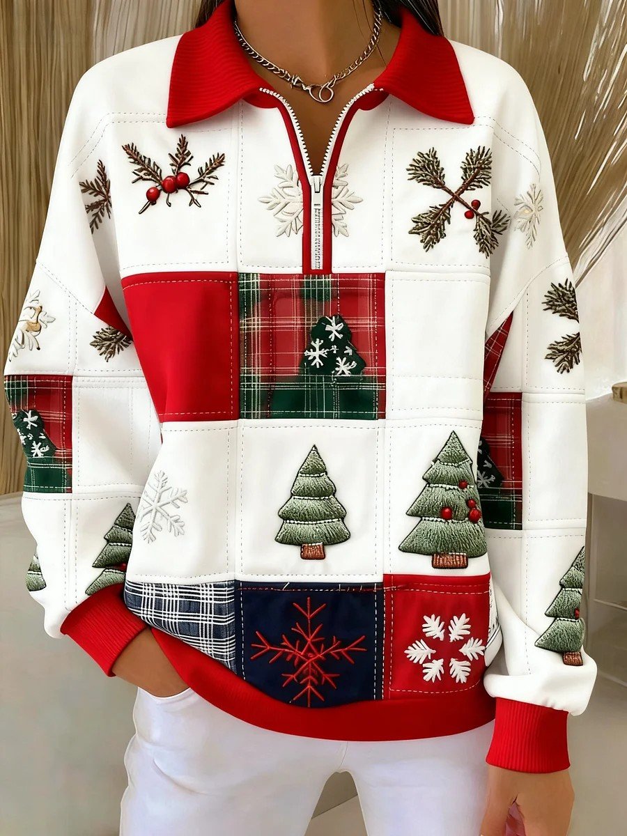 Christmas Casual Half Open Collar Sweater