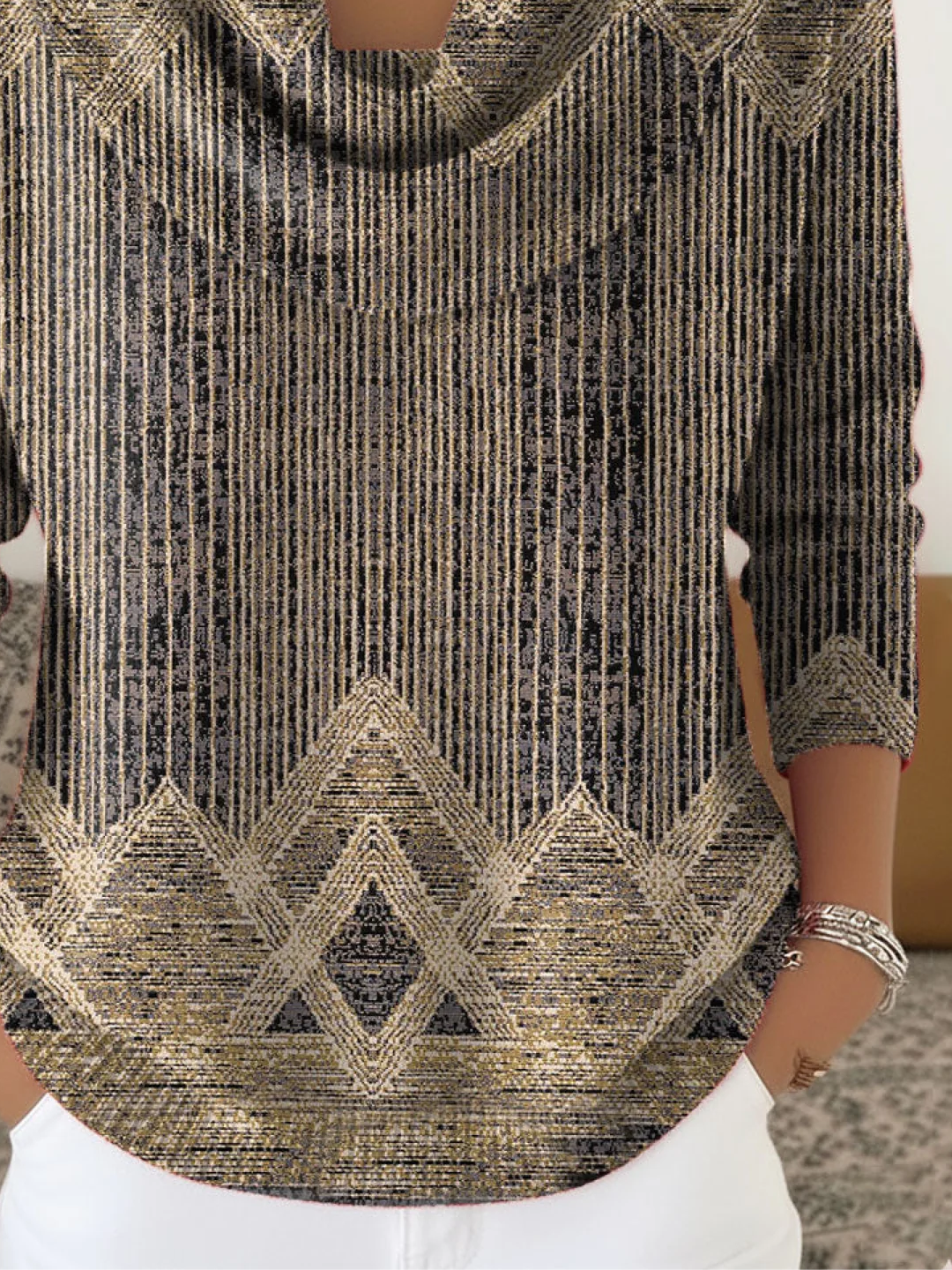 Simple Others Geometric Loose Sweater