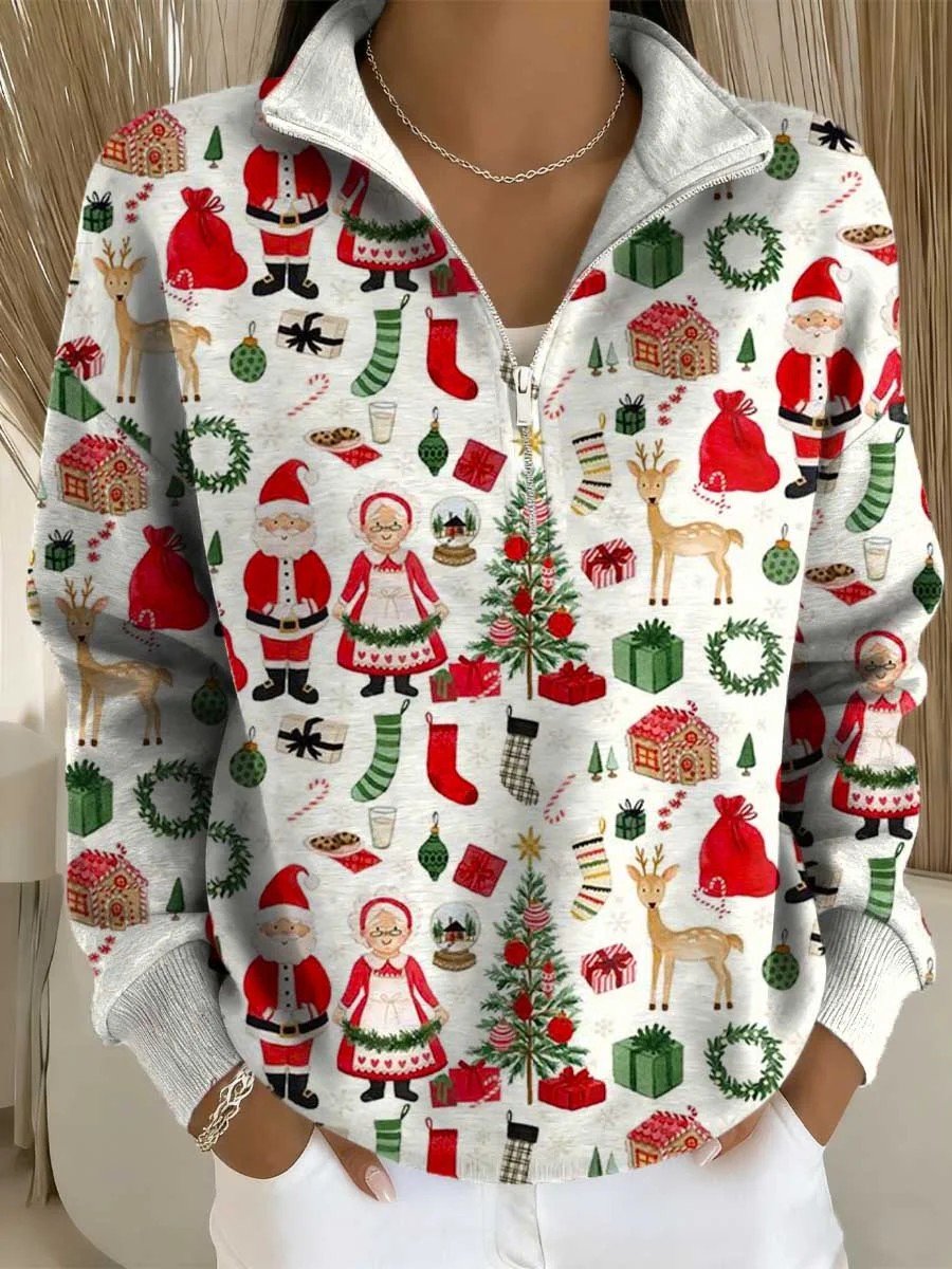 Casual Loose Half Open Collar Christmas Sweater