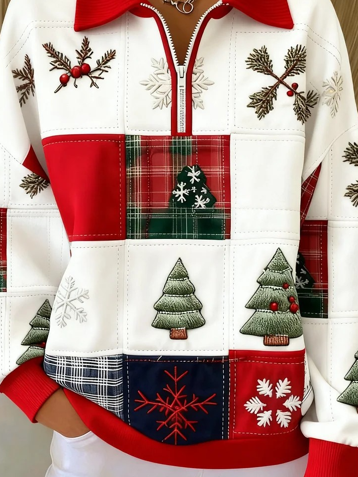 Christmas Casual Half Open Collar Sweater