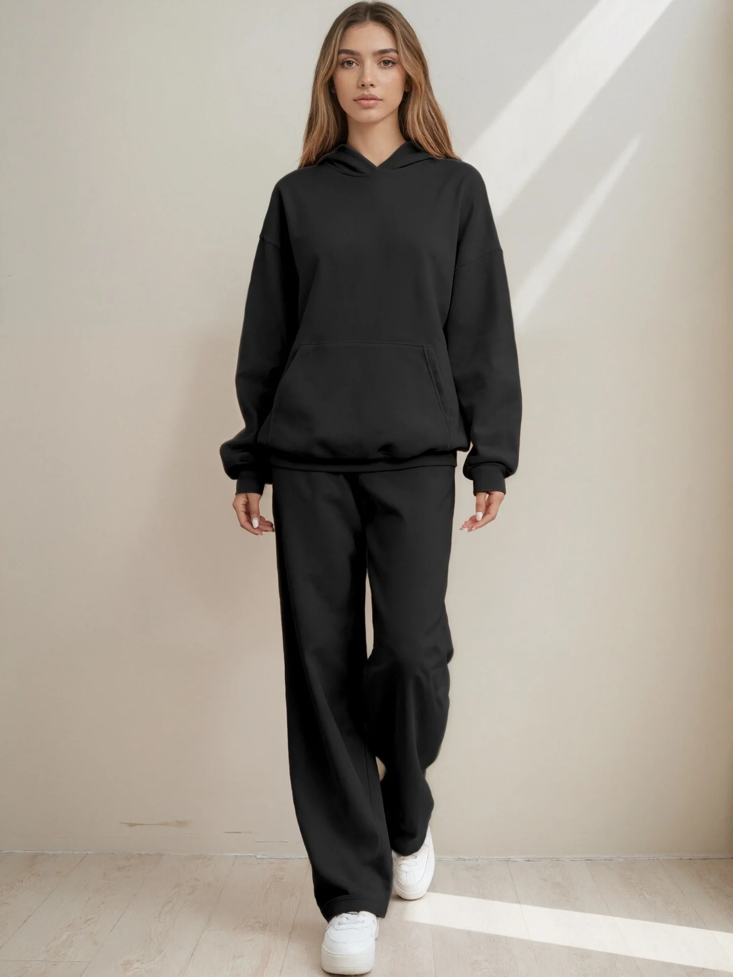 Cotton Casual Regular Fit Plain Two-Piece Set