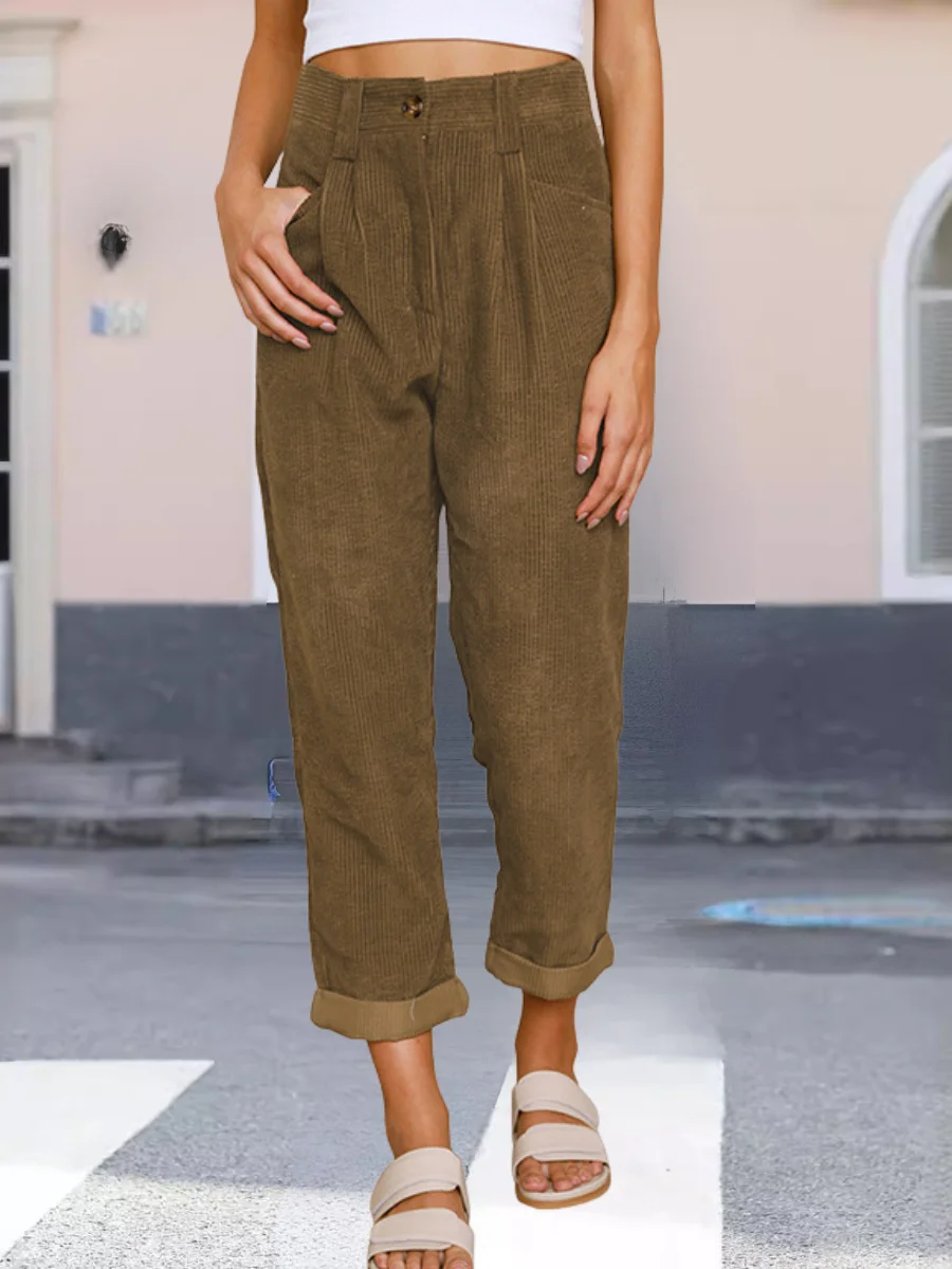 Women's  Elastic Waist H-Line Harem Pants Daily Going Out Pants Yellow Casual Split Joint Plain Spring/Fall Pants